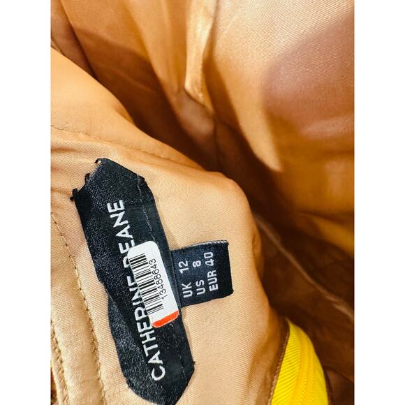 CATHERINE DEANE Yellow Floral Lace Overlay Peony Figure Hugging Dress size US 8 - Picture 7 of 16